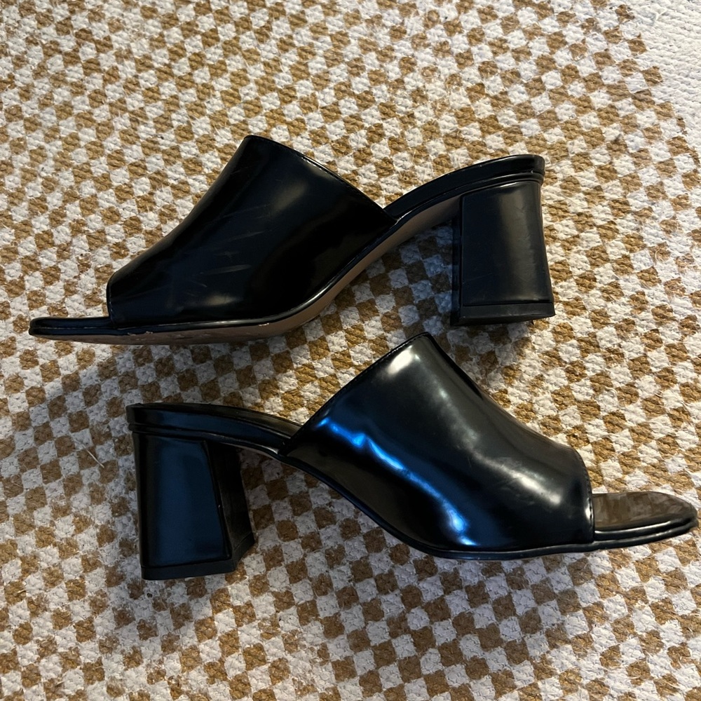 UO Black Faux Leather Mules Size 8